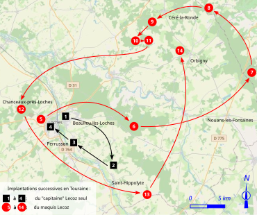 Carte en couleurs portant des repères géographiques détaillés dans la légende ci-dessous.