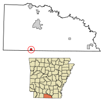 Location of Junction City in Union County, Arkansas.