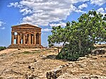 Ruins of a classical temple with columns