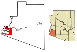 Location of Yuma in Yuma County, Arizona