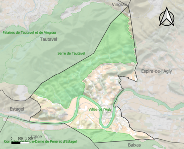 Carte des ZNIEFF de type 1 sur la commune.