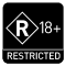 R 18+ rating symbol