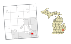 伯克利在奧克蘭縣及密歇根州的位置（以紅色標示）