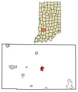 Location of Bloomfield in Greene County, Indiana.