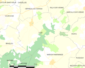 Poziția localității Luzé