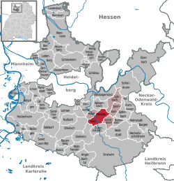 Elhelyezkedése Baden-Württemberg térképén