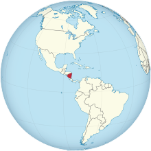 Nicaragua on the globe (Americas centered).svg