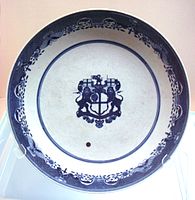 Plato de exportación azul y blanco, Jingdezhen, Qianlong (1736-1795) Qing .