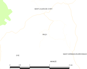 Poziția localității Prizy