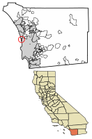 Location of Del Mar in San Diego County, California