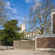 View from Peter Shepheard's New Hall (brick with stone facings) 1961, to Chapel