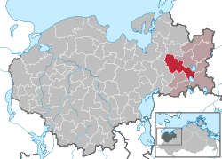 Elhelyezkedése Mecklenburg-Elő-Pomeránia térképén