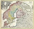 Image 8Homann's map of the Scandinavian Peninsula and Fennoscandia with their surrounding territories: northern Germany, northern Poland, the Baltic region, Livonia, Belarus, and parts of Northwest Russia. Johann Baptist Homann (1664–1724) was a German geographer and cartographer; map dated around 1730. (from History of Sweden)