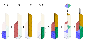 Example of a trimetric projection showing the shape of the Bank of China Tower in Hong Kong.