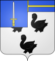 um comble—argento; três merletas sable; em um comble azure uma cruz or; um franco-quartel [quartel] azure carregado com uma espada argento, empunhadura or—Nairne of Meikleour ( quartel 1/4 maior para Flahault)