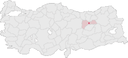 エルズィンジャンとエルズィンジャン県の位置の位置図