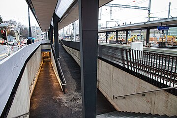 Die neue Unterführung im Bahnhof Fribourg/Freiburg ist von der Avenue de Midi her für die Reisenden zugänglich