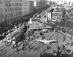 Hornstull och Hornsgatan österut 1950.