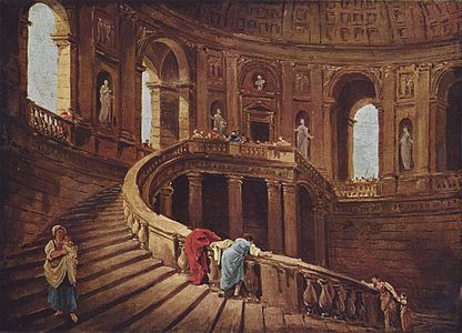 Escalier tournant du palais Farnese à Caprarola par Hubert Robert.