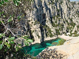 Blick auf den Strand der Calanque d'En-Vau