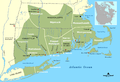 Image 4Map of southern New England indicating approximate ranges of Native American tribes circa 1600. Massachusetts is named after the Massachusett tribe. (from History of Massachusetts)