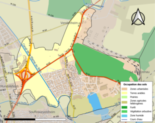 Carte en couleurs présentant l'occupation des sols.