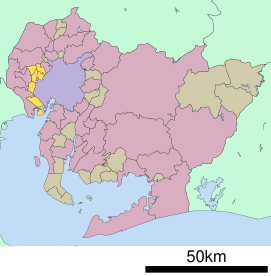 Lokasi Distrik Ama di Prefektur Aichi