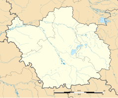 Mapa konturowa Aube, u góry nieco na lewo znajduje się punkt z opisem „Charny-le-Bachot”