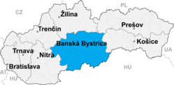 Regionen Banská Bystricas placering i Slovakiet