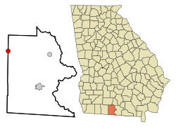 Location in Brooks County, Thomas County and the state of Georgia