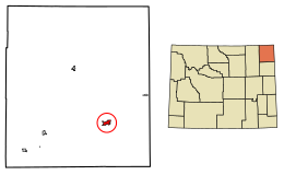 Location of Sundance in Crook County, Wyoming.