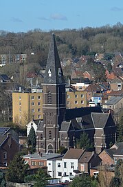 Église Saint-Roch bâtie en 1913. Elle se situe dans le quartier du "Coucou" à Lodelinsart-Ouest.