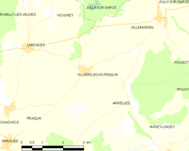 Mapa obce Villiers-sous-Praslin