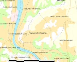 Mapa obce Fontaines-Saint-Martin