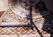 A small part of The Great Pavement, a Roman mosaic laid in AD 325 at Woodchester, Gloucestershire, England