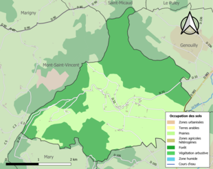 Carte en couleurs présentant l'occupation des sols.