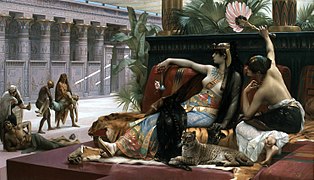 Cleopatra probando venenos en prisioneros condenados (1887)