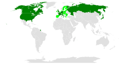 Map of G8 member nations and the European Union