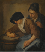 Интерьер с мужчиной и курящей женщиной. Между 1690 и 1746 гг. Частное собрание