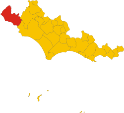 Location of Aprilia in the Province of Latina