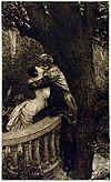 Kiss in the Park , da série A Love , Opus X, no. 4 (1887), gravura e gravura, 45,4 x 27,4 cm.