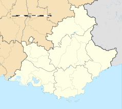 Mapa konturowa regionu Prowansja-Alpy-Lazurowe Wybrzeże, po prawej znajduje się punkt z opisem „Berre-les-Alpes”