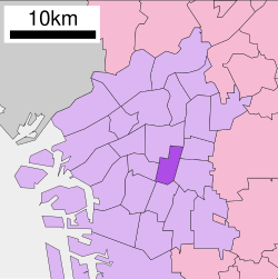 Vị trí quận Tennōji trên bản đồ thành phố Ōsaka