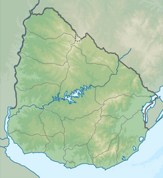 Mapa konturowa Urugwaju, na dole znajduje się punkt z opisem „źródło”, natomiast blisko dolnej krawiędzi znajduje się punkt z opisem „ujście”