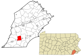 Location of Penn Township in Chester County and of Chester County in Pennsylvania