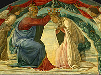 The Coronation of the Virgin (detail) (c. 1480) Tempera on panel, 90.2 × 223 cm, ナショナル・ギャラリー (ワシントン)