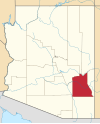 Mapa de Arizona con la ubicación del condado de Graham