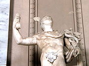 A statue of Mercury in the Vatican. The fig leaf was applied under the more "chaste" Popes; most such coverings were removed later.