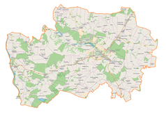 Mapa konturowa powiatu kraśnickiego, w centrum znajduje się punkt z opisem „Suchodoły”