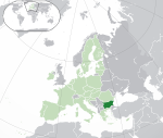 ヨーロッパにおけるブルガリアの地図